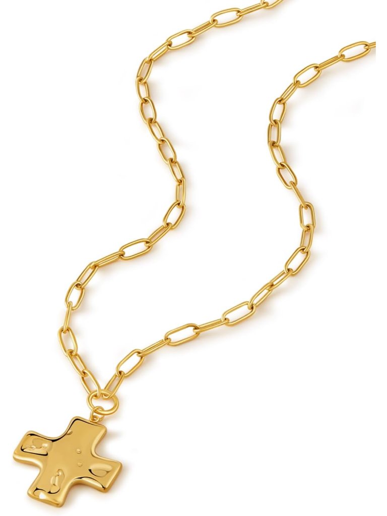 Chunky Gold Cross Necklace Jewelry For Women Trendy, Statement Paperclip Cross P
